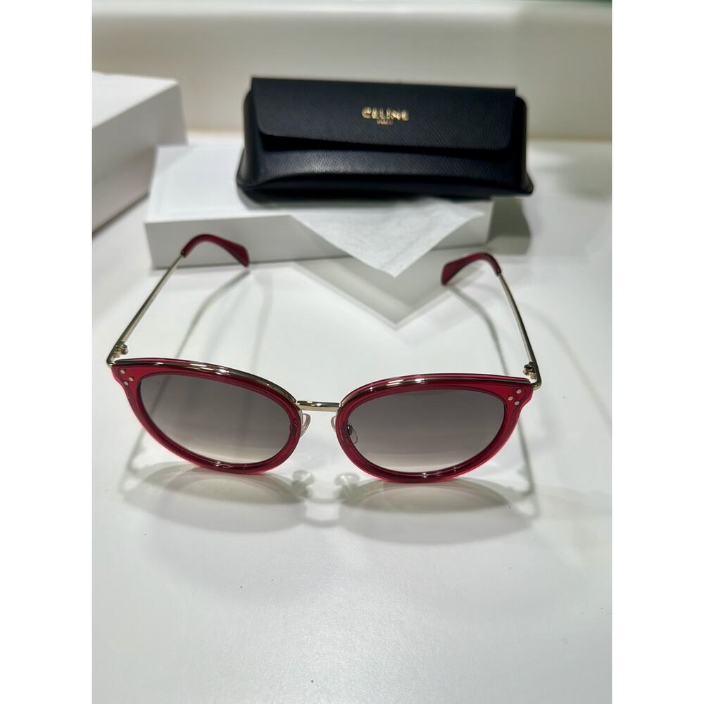 CELINE 56mm Round Sunglasses Red Shiny Red - Picture 10 of 12